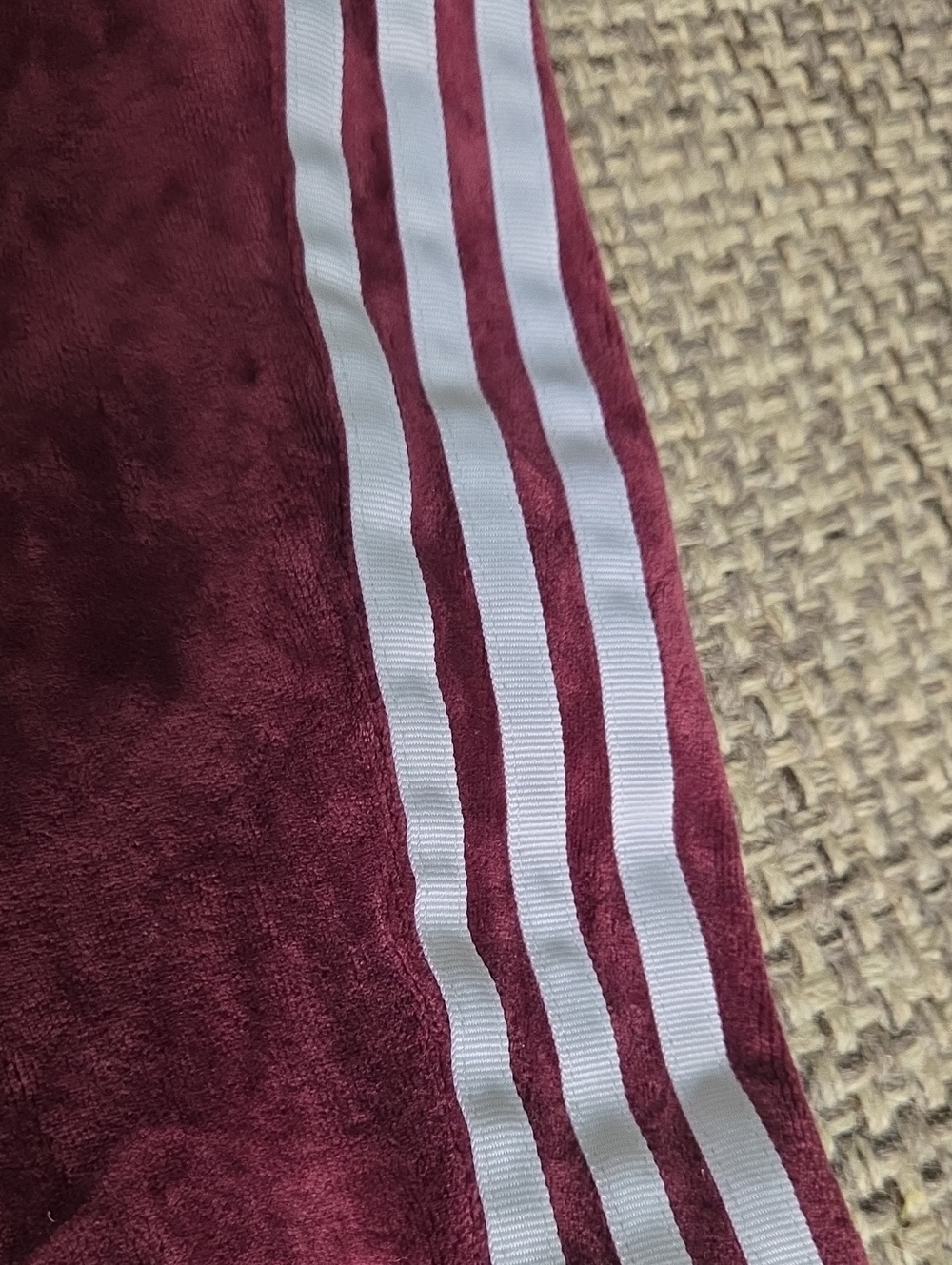 Adidas Originals Burgundy Velour Tracksuit Set Y2K 3 Stripe Jacket Pants M - Picture 13 of 16